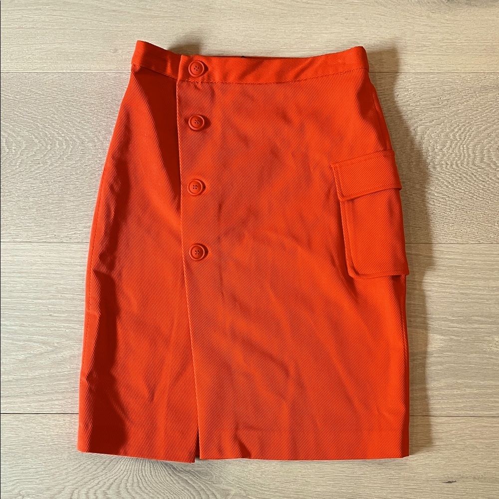 Orange Zara skirt with buttons